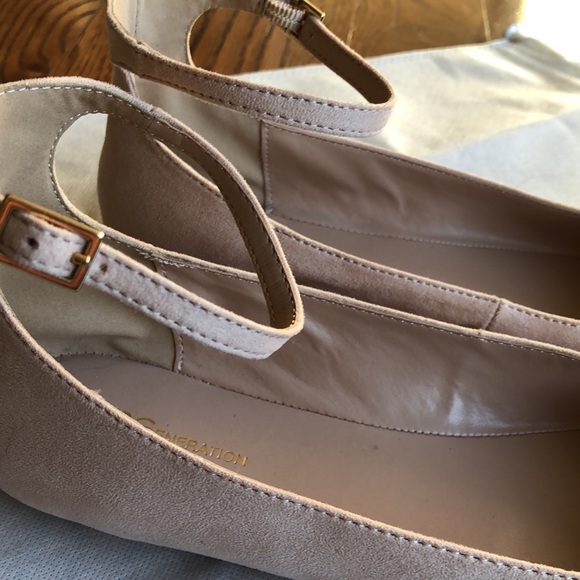 NWOT BCBGeneration Blush Colored Ankle-strap Flats - Picture 2 of 6